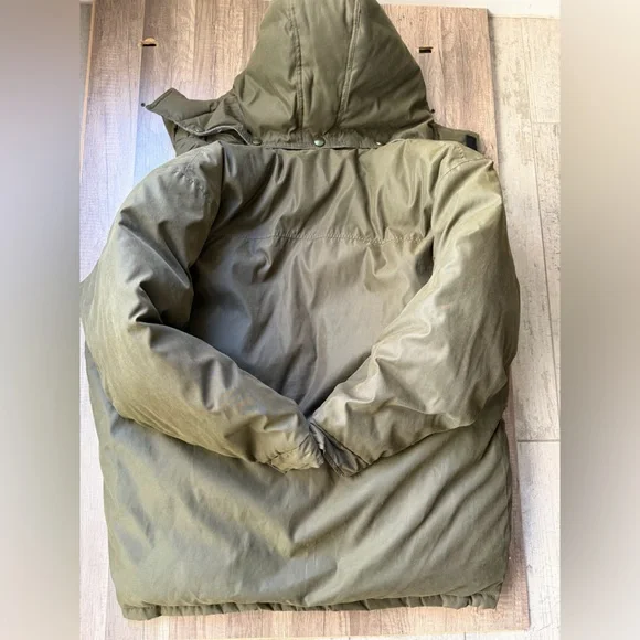 Misty Harbor Down Feathers Men's Olive Green Hooded Jacket Sz XL EUC - Picture 7 of 8